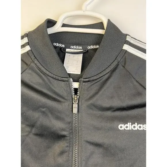 Adidas Track Jacket Women's Medium Black 3 Stripes Warmup Activewear Zip Front - Picture 3 of 8